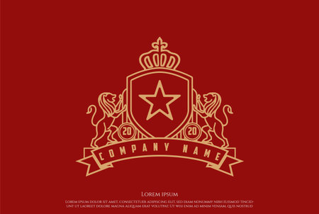 Elegant Luxury Lion King Crown Crest Badge Emblem Logo Design Vectorのイラスト素材