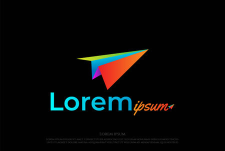 Colorful Paper Plane for Message, Travel or Post Expedition Logo Design Vectorのイラスト素材