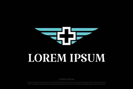 Simple Geometric Health Cross Wing Logo Design Vectorのイラスト素材