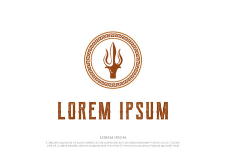 Circular Trident Neptune Lord Poseidon Triton King of the Spear Logo Design Vectorのイラスト素材
