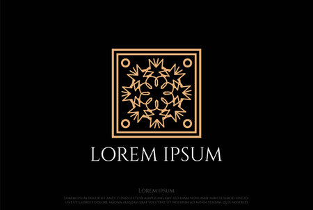 Square Elegant Luxury Flower Line Pattern Logo Design Vectorのイラスト素材