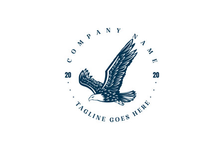 Vintage Retro Flying Eagle Falcon Hawk Badge Emblem Label Logo Design Vectorのイラスト素材