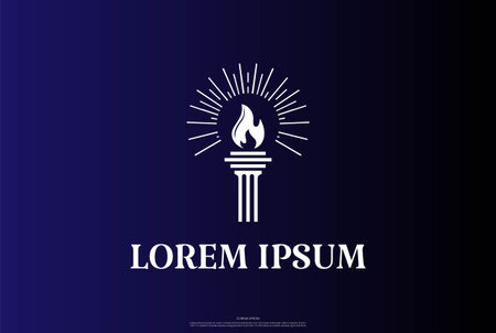 Pillar Column Burn Torch Fire Flame Light Logo Design Vectorのイラスト素材