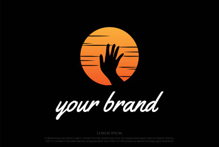 Sunset Sunrise Hand Dream Hope Logo Design Vectorのイラスト素材