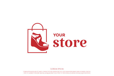 Female Woman Lady Girl High Heel Shoe Shopping Bag Store Logo Design Vectorのイラスト素材