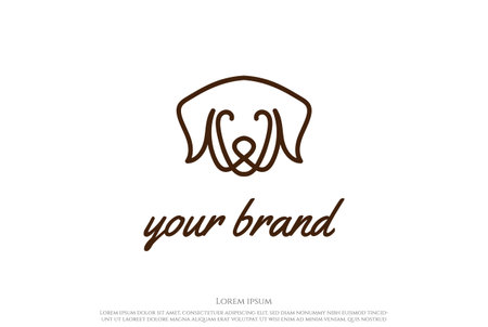 Modern Minimalist Monogram Animal Dog Line Outline Logo Design Vectorのイラスト素材