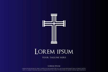 Vintage Jesus Christian Cross Church Chapel Logo Design Vectorのイラスト素材