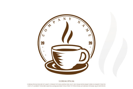 Vintage Coffee Cup with Coffee Bean for Cafe Restaurant Bistro or Farm Product Badge Emblem Label Logo Design Vectorのイラスト素材