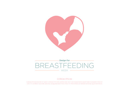 Heart Love Mother Mom Lactating Baby for World Breastfeeding Week Logo Design Vectorのイラスト素材