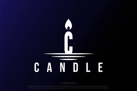 Simple Minimalist Initial Letter C for Candle Light Flame Fire Logo Design Vectorのイラスト素材
