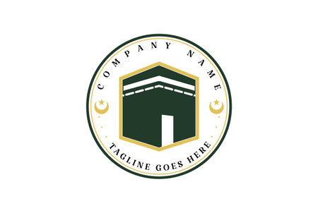 Simple Minimalist Kaaba Muslim Hajj Logo Design Vectorのイラスト素材