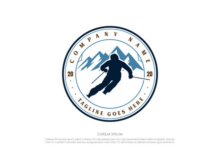 Vintage Retro Ice Snow Mountain Snowboard Ski Sport Club Logo Design Vectorのイラスト素材