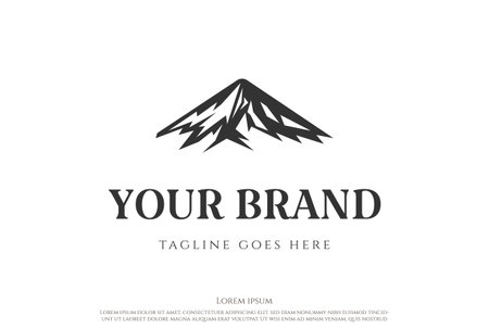 Retro Vintage Mountain Peak Summit Hill Logo Design Vectorのイラスト素材