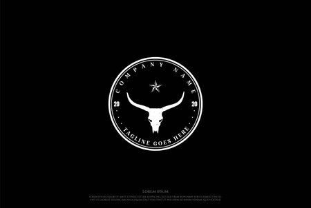 Vintage Texas Star Longhorn Bull Logo Design Vectorのイラスト素材