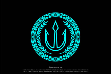 Circular Trident Neptune God Poseidon Triton King Spear Logo Design Vectorのイラスト素材