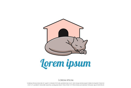 Modern House Cat for Pet Clinic Logo Design Vectorのイラスト素材