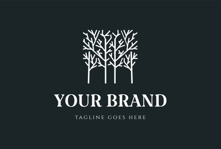 Simple Minimalist Geometric Plants Trees Forest for Garden Park Environment Logo Design Vectorのイラスト素材