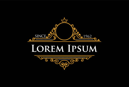Elegant Luxury Golden Blank Decoration Frame Badge Emblem Label Logo Design Vectorのイラスト素材