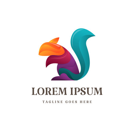 Colorful Squirrel Logo Design Vectorのイラスト素材