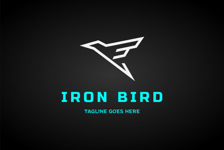 Simple Minimalist Iron Colibri Hummingbird Bird Logo Designのイラスト素材