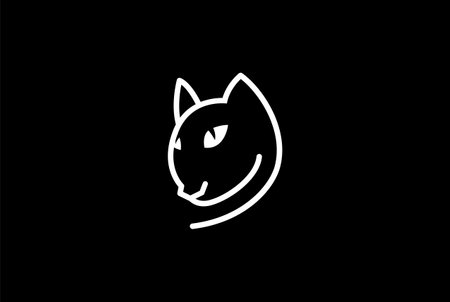 Simple Minimalist Cat Head Line Outline Logo Designのイラスト素材