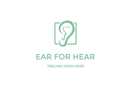 Simple Minimalist Human Ear for Clinic Care Logo Design Vectorのイラスト素材