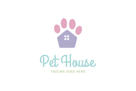 Modern Funny Cute Pet House for Cat or Dog Clinic Logo Designのイラスト素材