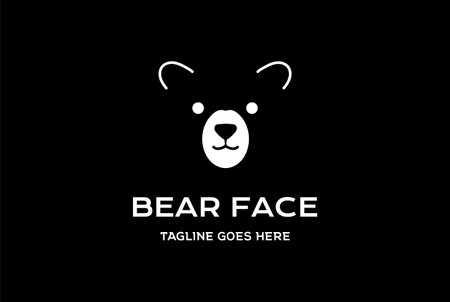 Simple Minimalist Bear Head Face Silhouette Logo Design Vectorのイラスト素材