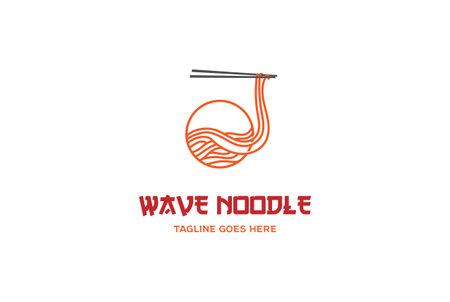 Circular Wave Noodle for Asian Korean Japanese Chinese Oriental Food Logo Design Vectorのイラスト素材