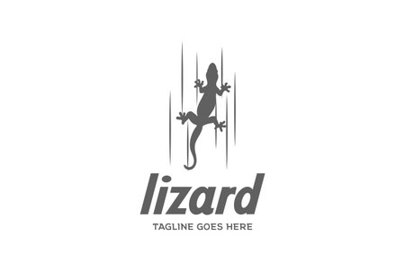 Retro Simple House Lizard Silhouette on the Wooden Wall Logo Design Vectorのイラスト素材