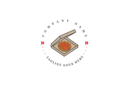 Retro Vintage Pizza Pizzeria Paper Box Badge Emblem Label Stamp Logo Design Vectorのイラスト素材
