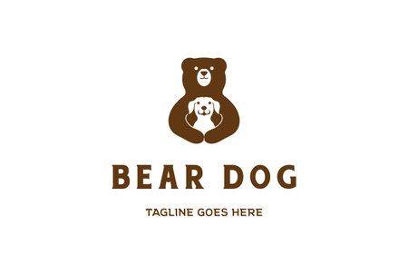 Simple Minimalist Cute Funny Dog with Bear Logo Design Vectorのイラスト素材