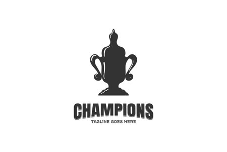 Retro Vintage Champion Cup Mug Chalice Mazer Beaker Logo Design Vectorのイラスト素材