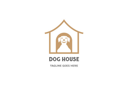 Retro Vintage Simple Minimalist Dog Puppy House Logo Design Vectorのイラスト素材