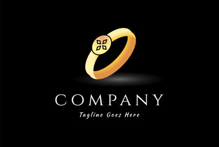 Elegant Luxury Golden Ring Circlet for Jewelry Boutique Store Logo Design Vectorのイラスト素材