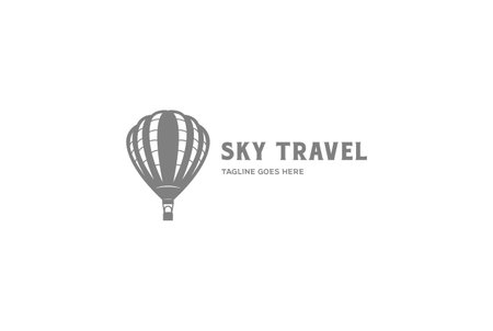 Vintage Retro Flying Air Balloon for Sky Travel Logo Design Vectorのイラスト素材
