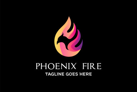 Colorful Modern Eagle Falcon Hawk Phoenix Bird Fire Flame Logo Design Vectorのイラスト素材