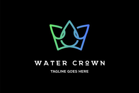 Blue King Crown with Aqua Water drop logo designのイラスト素材