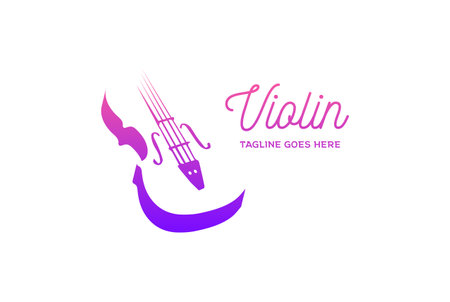 Simple Modern Violin Silhouette for Music Concert Show Competition Logo Design Vectorのイラスト素材
