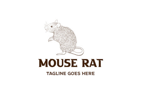 Vintage Hand Drawn Mice Mouse Rat Shrew Logo Designのイラスト素材