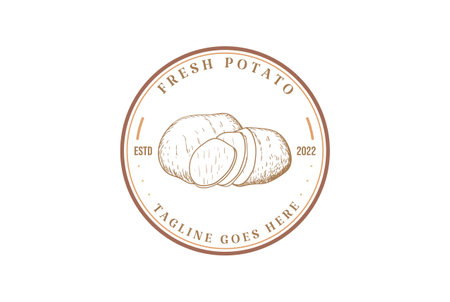 Vintage Retro Fresh Potato Badge Emblem for Product Label Logo Design Vectorのイラスト素材
