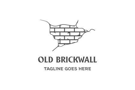Simple Minimalist Retro Vintage Old Brick Wall Logo Design Vectorのイラスト素材