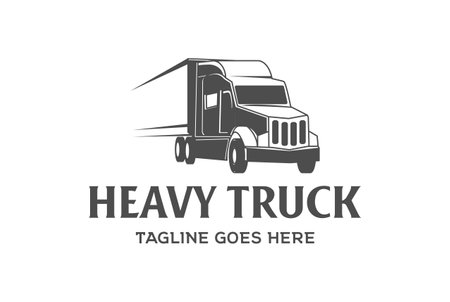 Vintage Retro Heavy Trailer Container Truck Car for Cargo Expedition Transportation Logo Design Vectorのイラスト素材