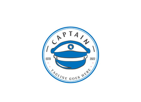 Vintage Military Police Pilot Captain Hat Cap Logo Design Vectorのイラスト素材