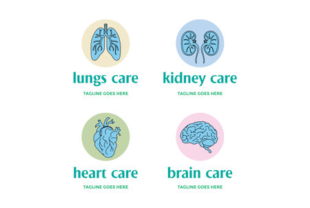 Set of Internal Organ Brain Heart Lung Kidney Care for Doctor Clinic Logo Design Vectorのイラスト素材