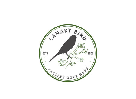 Retro Vintage Sparrow Canary Robin Bird Silhouette with Tree Branch Badge Emblem Label Logo Design Vectorのイラスト素材
