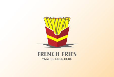 Simple French Fries with Red Box for Food Restaurant Eatery Cafe Logo Design Vectorのイラスト素材