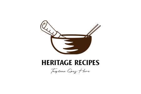 Retro Vintage Bowl with Recipe Paper and Chopsticks for Asian Japanese Korean Chinese Oriental Food Restaurant Logo Design Vectorのイラスト素材
