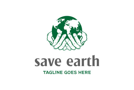 Hand with World Globe Earth Planet for Save Environment Logo Design Vectorのイラスト素材