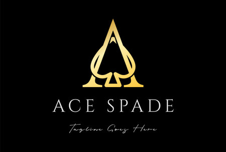 Luxury Golden Letter A for Ace Spade Scoop Monogram Logo Design Vectorのイラスト素材